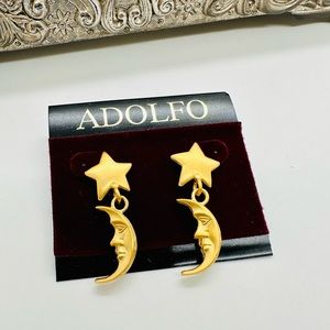 Moon Face Star Earrings NWT